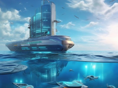海洋科技创新与发展绘画，画中科技的未来